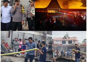 Ratusan Kios di Pasar Tradisional Tarutung Taput Ludes Terbakar, Polres Taput Olah TKP