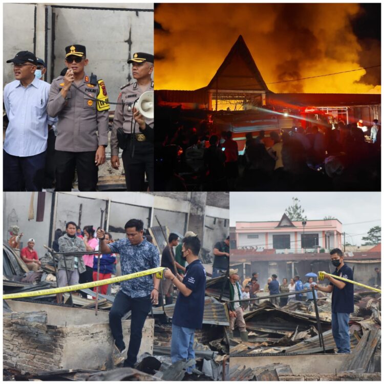 Ratusan Kios di Pasar Tradisional Tarutung Taput Ludes Terbakar, Polres Taput Olah TKP