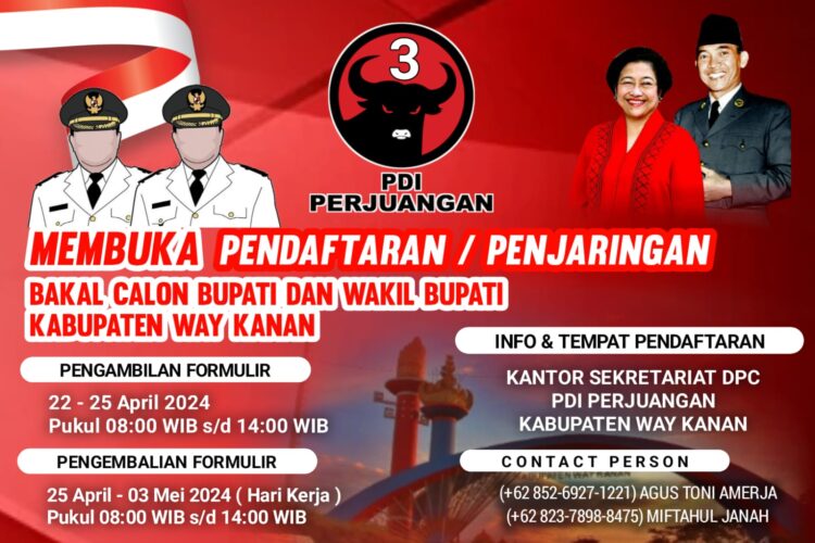 DPC PDI Perjuangan Membuka Penjaringan Calon Bupati Dan Wakil Bupati Kabupaten Way Kanan