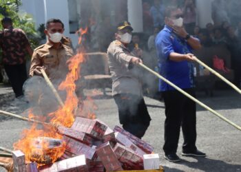 Kapolres Pematangsiantar Hadiri Pemusnahan Barang Bukti Sudah Inkrah