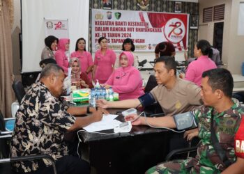 HUT Bhayangkara ke-78, Polres Tapanuli Tengah Kumpulkan 64 Kantong Darah