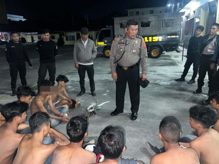Polres Pematangsiantar Amankan 16 Remaja Bawa Sajam Saat Kegiatan Rutin Yang Ditingkatkan