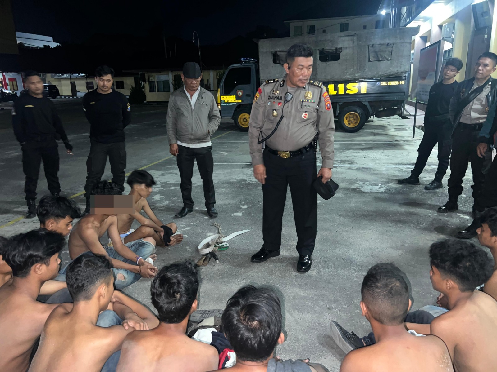 Polres Pematangsiantar Amankan 16 Remaja Bawa Sajam Saat Kegiatan Rutin Yang Ditingkatkan