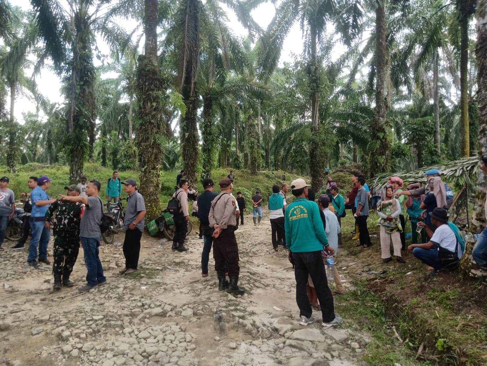 Kelompok Tani Teratai Hijau Blokir Jalan Perkebunan PT SIA, Kapolsek Tanah Jawa Lakukan Mediasi
