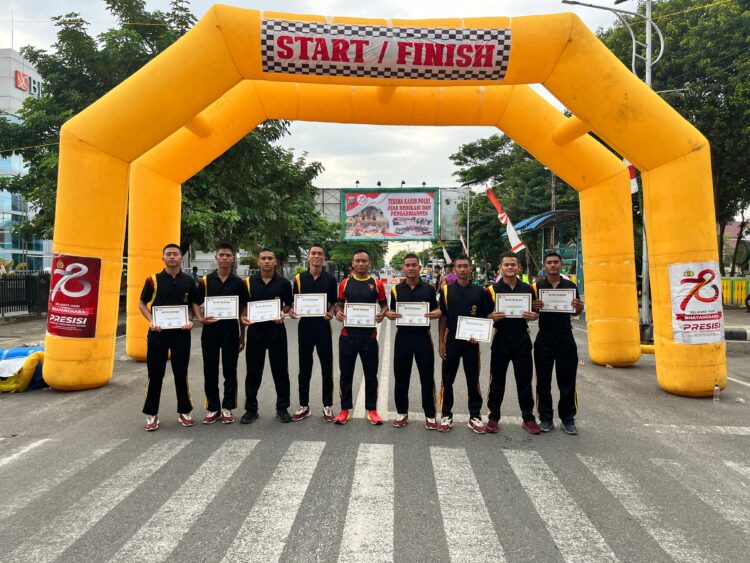 Personil Batalyon B Sat Brimob Polda Sumut Ikut Event Lari Maraton 10K, HUT Bhayangkara ke-78 Polri di Kota Tebing Tinggi
