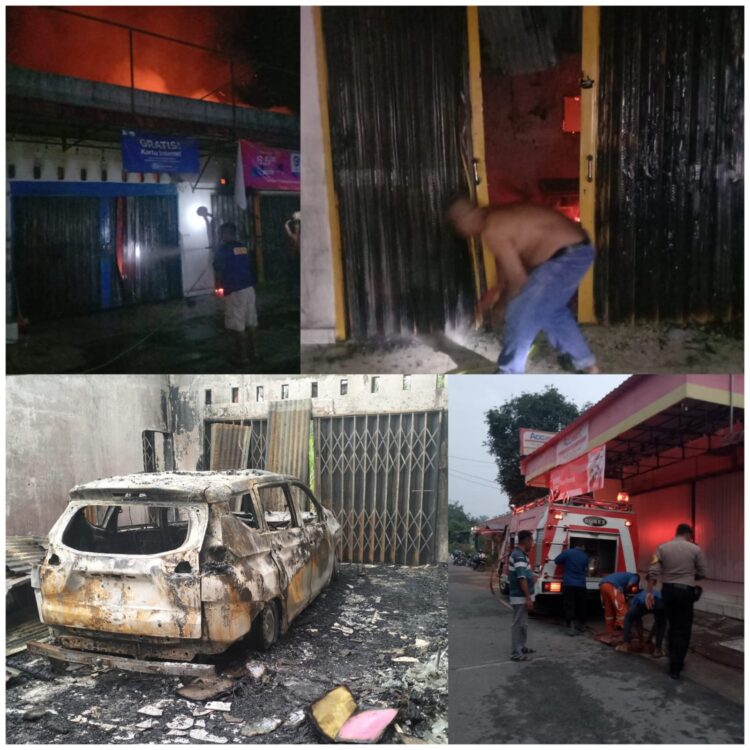 Polsek Kotarih Olah TKP Satu Unit Ruko Yang Terbakar,  Kerugian Capai Ratusan Juta 