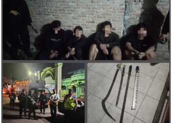 Sat Brimob Polda Sumut Amankan 4 Anggota Geng Motor dan Sajam saat Patroli Kamtibmas di Wilayah Hukum Polsek Medan Tembung