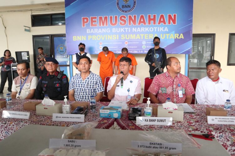 Sat Brimob Polda Sumut dan BNNP Sumut Musnahkan Barbut 1,9 Kg Sabu dan 2.873 Butir Ekstasi