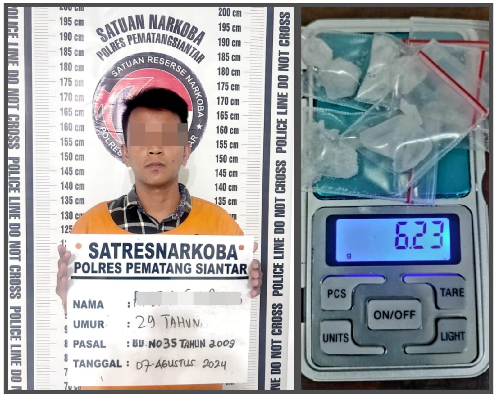 Polres Pematangsiantar Ringkus Residivis Asal Simalungun Pemilik 6,23 Gram Sabu 