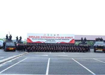 Sat Brimob Polda Sumut Ikuti Simulasi Sispamkota, Pengamanan Pilkada Serentak 2024