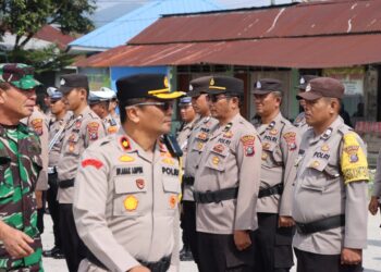 Pengamanan Pemilukada Serentak 2024, Polres Taput Laksanakan Apel Gelar Pasukan OMP