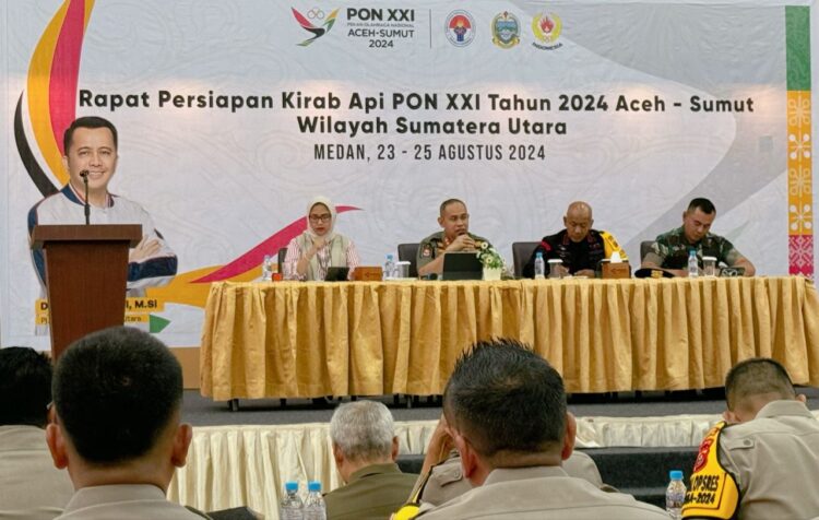 Dansat Brimob Polda Sumut Hadiri Rapat Persiapan Kirab Api PON XXI Tahun 2024 Wilayah Sumut