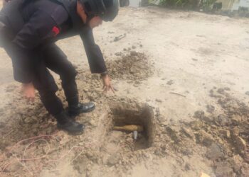 Tim Jibom Sat Brimob Polda Sumut Back Up Polres Langkat untuk Pengamanan dan Disposal Bom Militer Jenis Mortir