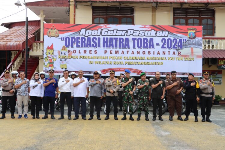 Tanda Dimulainya Ops Hatra Toba Tahun 2024, Kapolres Pematangsiantar Sematkan Pita Operasi