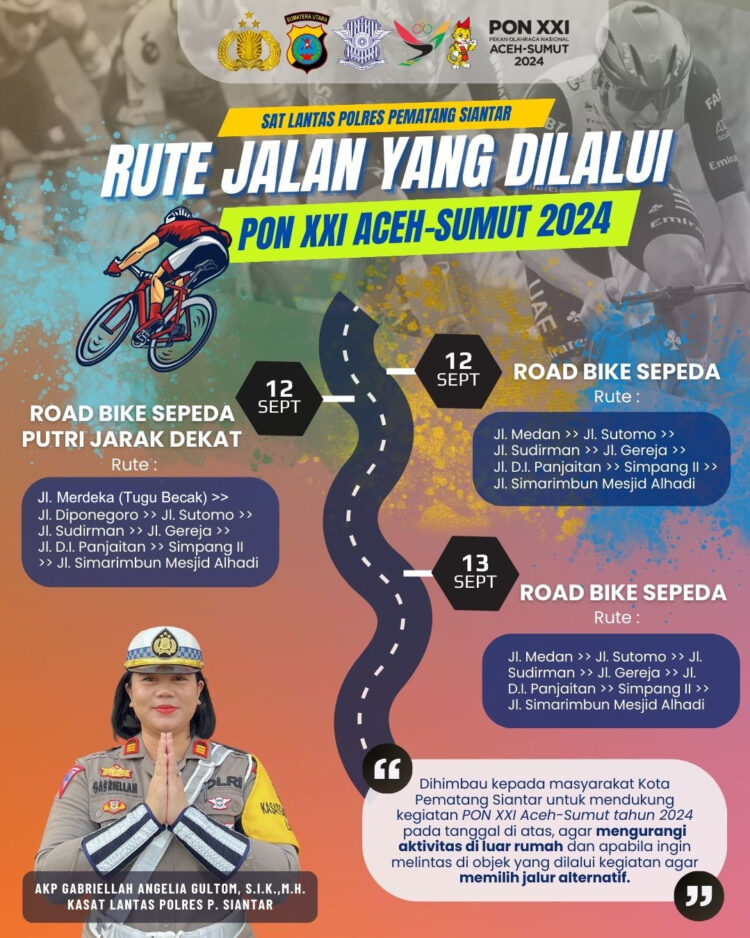 Polres Pematangsiantar Terapkan Rekayasa Lalu Lintas Pelaksanaan Balap Sepeda PON XXI Tahun 2024 Aceh - Sumut