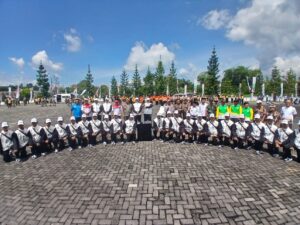 Personil Sat Brimob Polda Sumut Gelar Upacara Penyambutan dan Pelepasan Peserta Pengawal dan Pelari Obor Api PON XXI ACEH-SUMUT 2024