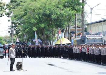 Personil Sat Brimob Polda Sumut Laksanakan Apel Pengecekan Personil Pengamanan Operasi HATRA TOBA 2024