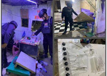 Personil Den 45 Anti Anarkis Gelar Patroli dan  Grebek Sarang Narkoba, Sejumlah Bong Ditemukan 