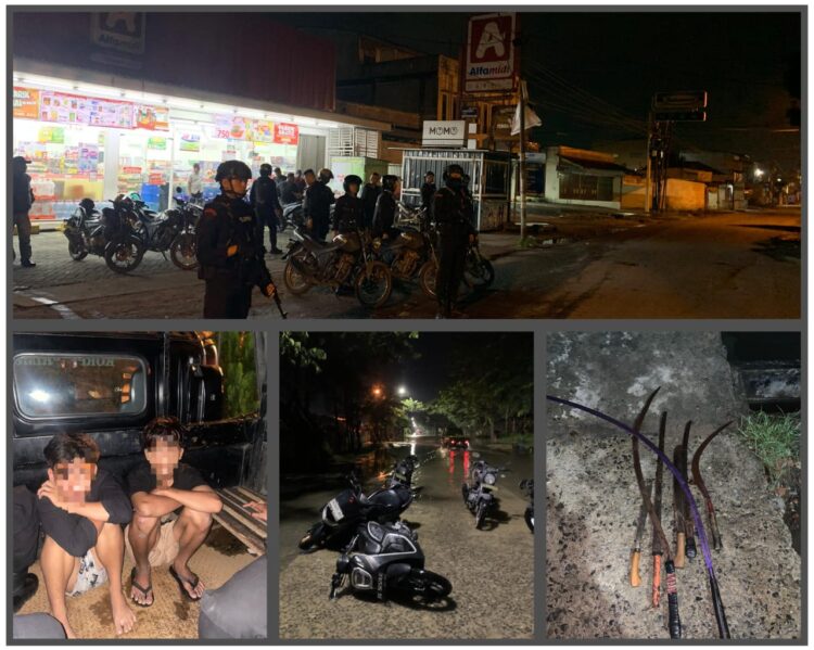 Personil Batalyon A Pelopor Sat Brimob Polda Sumut Bubarkan Sekumpulan Geng Motor Saat Patroli Cipta Kondisi Kamtibmas 