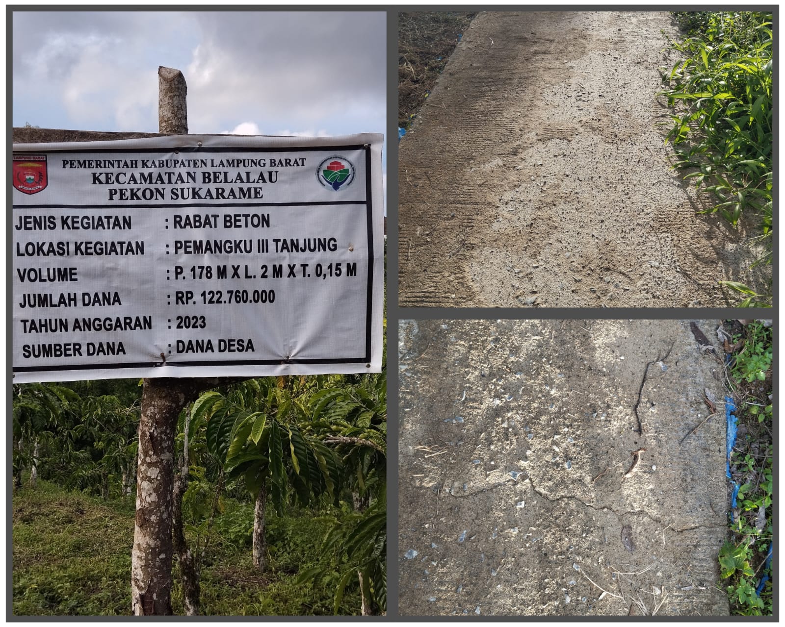 Pembangunan Rabat Beton di Pemangku 3 Pekon Sukarame Dipertanyakan Pembangunan Rabat Beton di Pemangku 3 Pekon Sukarame Dipertanyakan