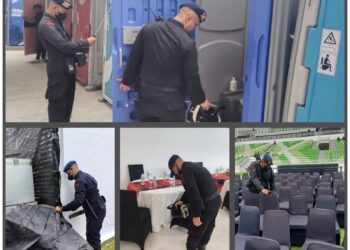 Personel Jibom Sat Brimob Polda Sumut Lakukan Sterilisasi Jelang Penutupan PON XXI Aceh-Sumut 2024