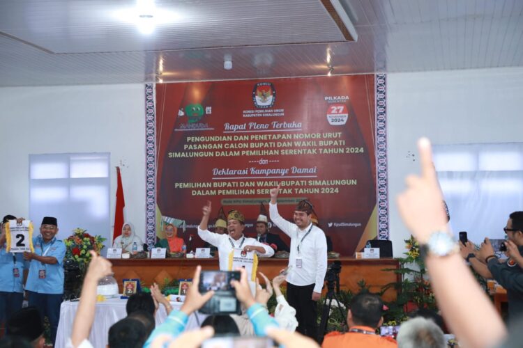 Pilkada Kabupaten Simalungun, Paslon Radiapoh Hasiholan Sinaga -Azi Pratama Pangaribuan Mendapat Nomor Urut 1