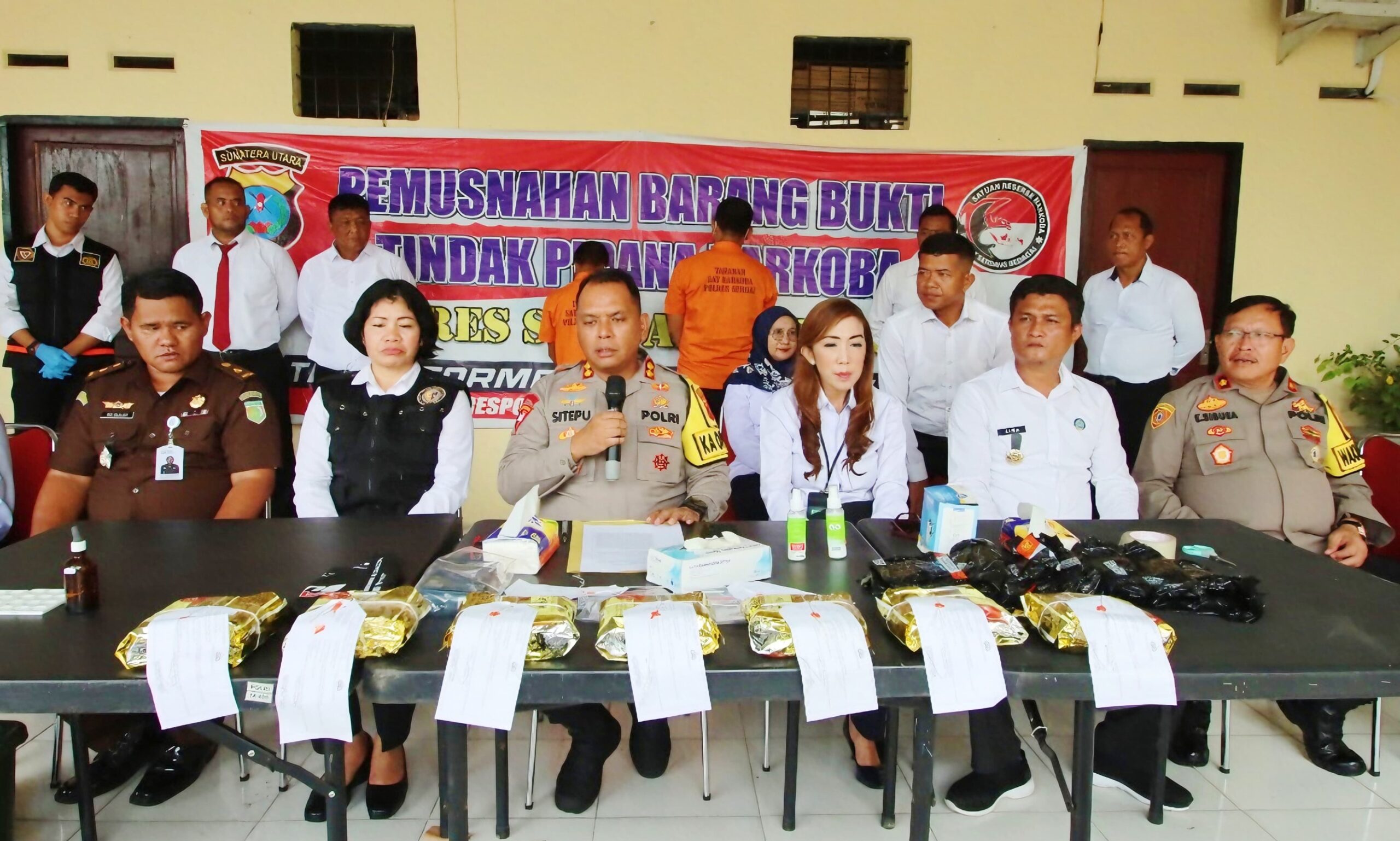 Kapolres Sergai Pimpin Pemusnahan Barang Bukti Narkotika Sabu 6,8 Kilo