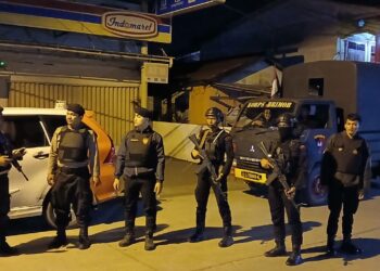 Personel Batalyon A Sat Brimob Polda Sumut Gelar Patroli Antisipasi 3C di Wilayah Polres Pelabuhan Belawan