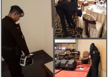 Jelang Deklarasi Damai, Personil Jibom dan KBR Detasemen Gegana Sat Brimob Polda Sumut Sterilisasi Hotel Grand Mercure