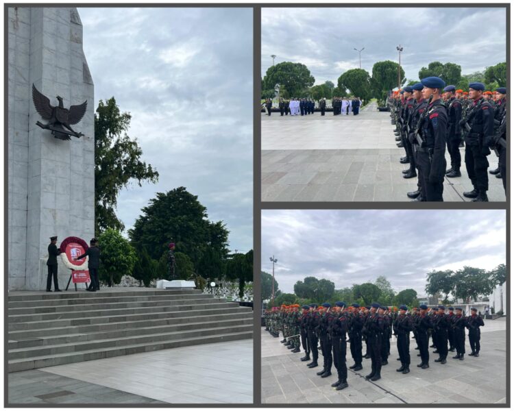 Personil Sat Brimob Polda Sumut Ikuti Upacara Peringatan Hari Pahlawan di Taman Makam Pahlawan SM Raja