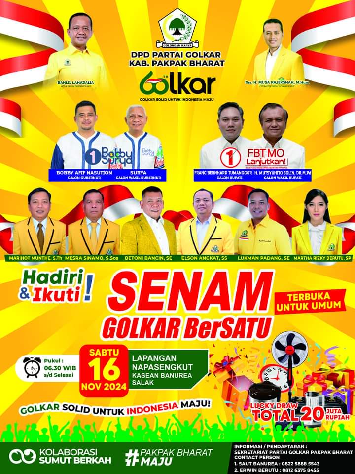 HUT Ke-60, DPD II Partai Golkar Kabupaten Pakpak Bharat Gelar Senam Golkar Bersatu HUT Ke-60, DPD II Partai Golkar Kabupaten Pakpak Bharat Gelar Senam Golkar Bersatu