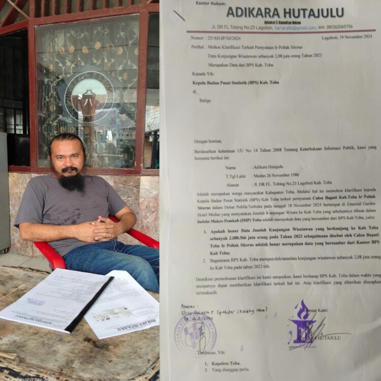 Adikara Surati BPS Toba Untuk Klarifikasi Jumlah Wisatawan 2,8 Juta Yang Disampaikan Paslon 01 Saat Debat Publik