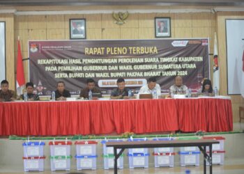 KPU Pakpak Bharat Gelar Pleno Terbuka Rekapitulasi Hasil Pemungutan Suara Pilkada Serentak 2024 Tingkat Kabupaten