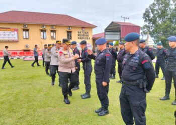 Personel Brimob Polda Sumut Sukses Amankan Pilkada Serentak Tahun 2024 di Wilayah Polres Labuhan Batu