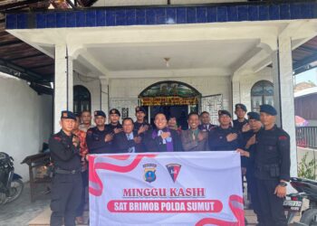 Semangat Melayani, Detasemen Gegana Brimob Polda Sumut Gelar Baksos di Gereja Kristen Indonesia Sumut