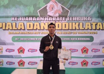 Bripda Yazid Purba Sumbang Emas untuk Polda Sumut di Kejuaraan Karate Dankodiklatad 2024