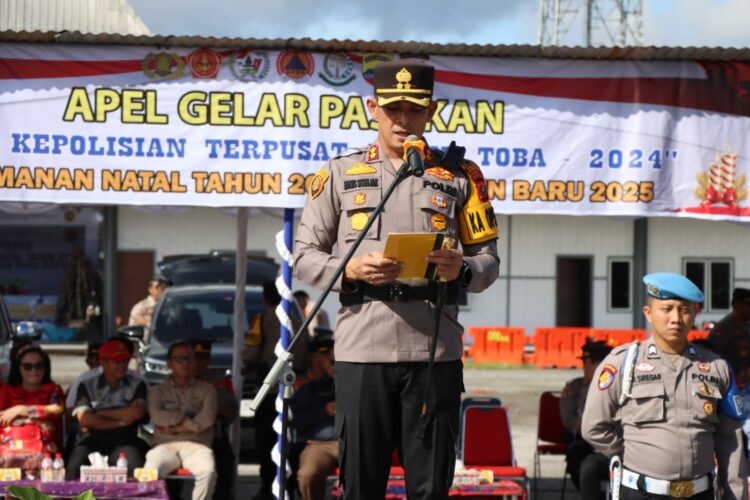 Polres Taput Laksanakan Apel Gelar Ops Lilin Toba 2024, Siapkan 7 Pos Untuk Melayani Pemudik Nataru