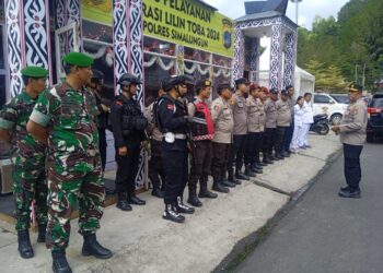 Brimob Polda Sumut Bersinergi di Pos Pelayanan Pantai Bebas Parapat, Sambut Kunjungan Tim Supervisi Mabes Polri