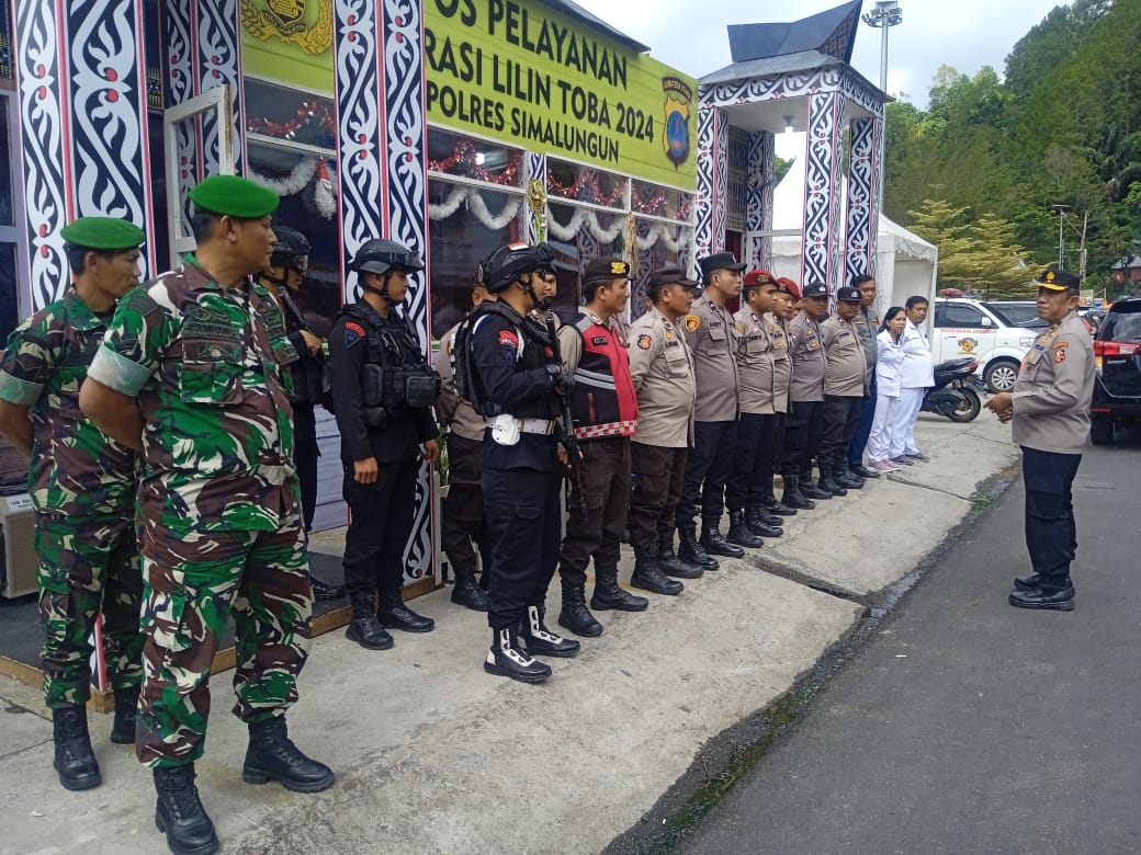 Brimob Polda Sumut Bersinergi di Pos Pelayanan Pantai Bebas Parapat, Sambut Kunjungan Tim Supervisi Mabes Polri