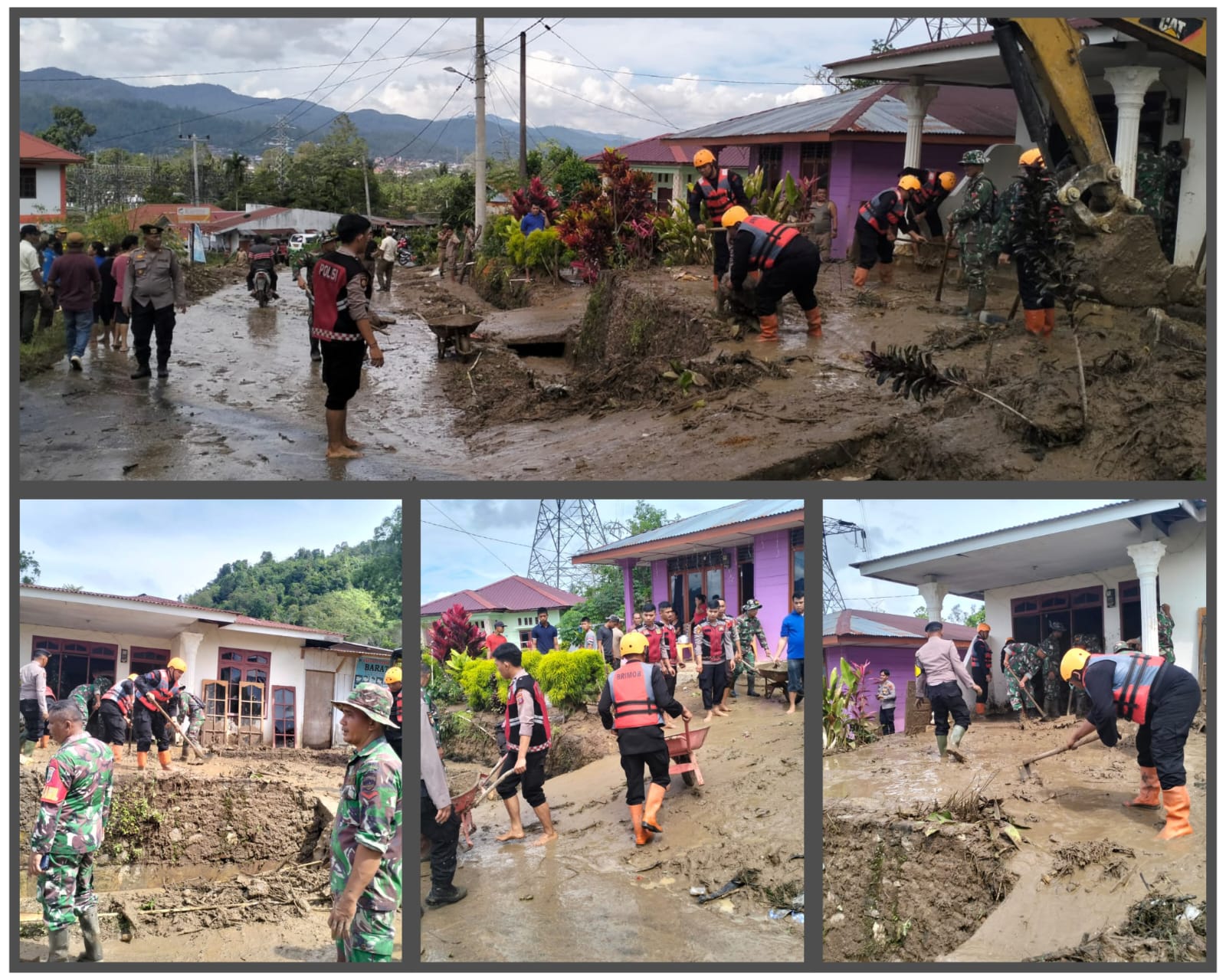 Brimob Polda Sumut Bersinergi Bantu Korban Banjir Bandang di Tapanuli Utara