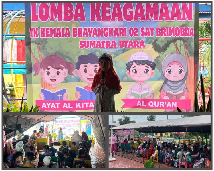 Hujan Tak Menghalangi Semangat Anak TK Kemala Bhayangkari 02 Brimob Sumut Ikuti Lomba Keagamaan di Tanjung Morawa