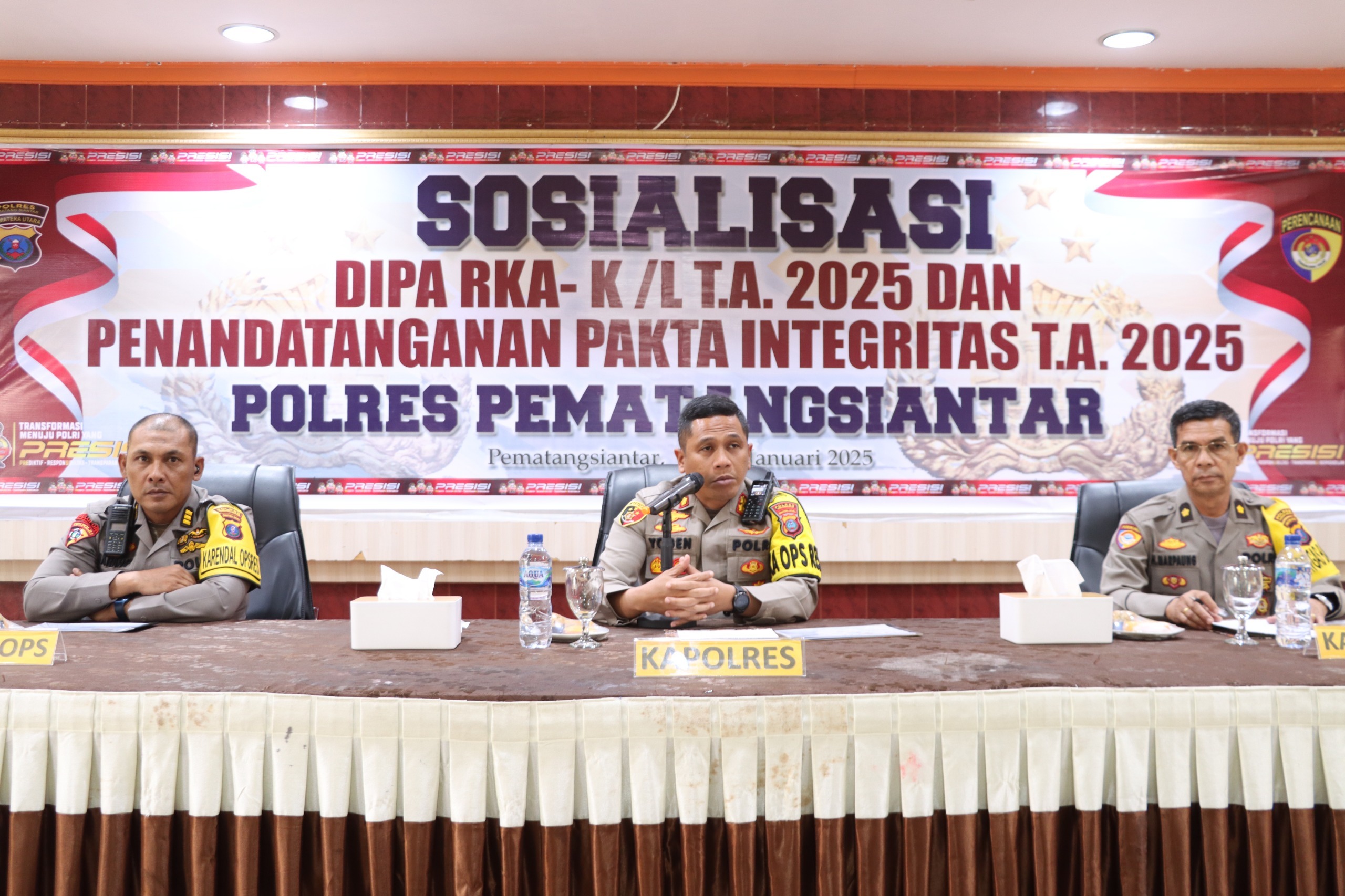 Dipimpin Kapolres AKBP Yogen, Polres Pematangsiantar Laksanakan Sosialisasi DIPA RKA/K-L T.A 2025 dan Penandatanganan Fakta Integritas