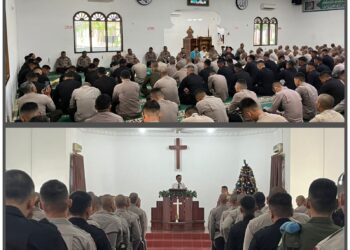 Dansat Brimob Polda Sumut Ajak Personel Konsisten Melaksanakan Binrohtal Sebagai Wujud Pengabdian Kepada Masyarakat dan Tuhan Yang Maha Esa