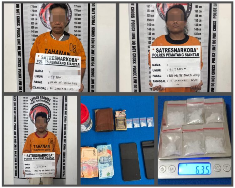 Polres Pematangsiantar Berhasil Amankan Tiga Terduga Pengedar Narkoba di Gubuk Jalan Sisingamangaraja 