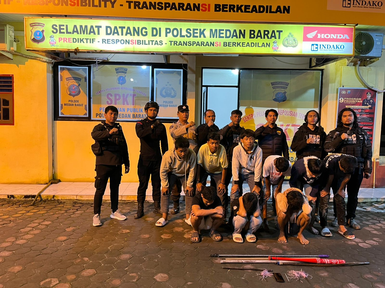 Patroli Skala Besar di Medan, Brimob Polda Sumut dan Polrestabes Medan Gagalkan Tawuran di Tengah Malam