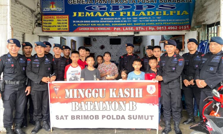 Brimob Sumut Dukung Program Pemerintah, Bagikan Makanan Bergizi di Panti Asuhan Grace House Siantar