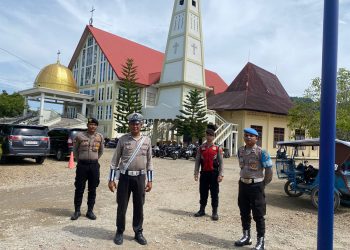 Polres Tapteng Rutin Lakukan Pengamanan Gereja Setiap Hari Minggu