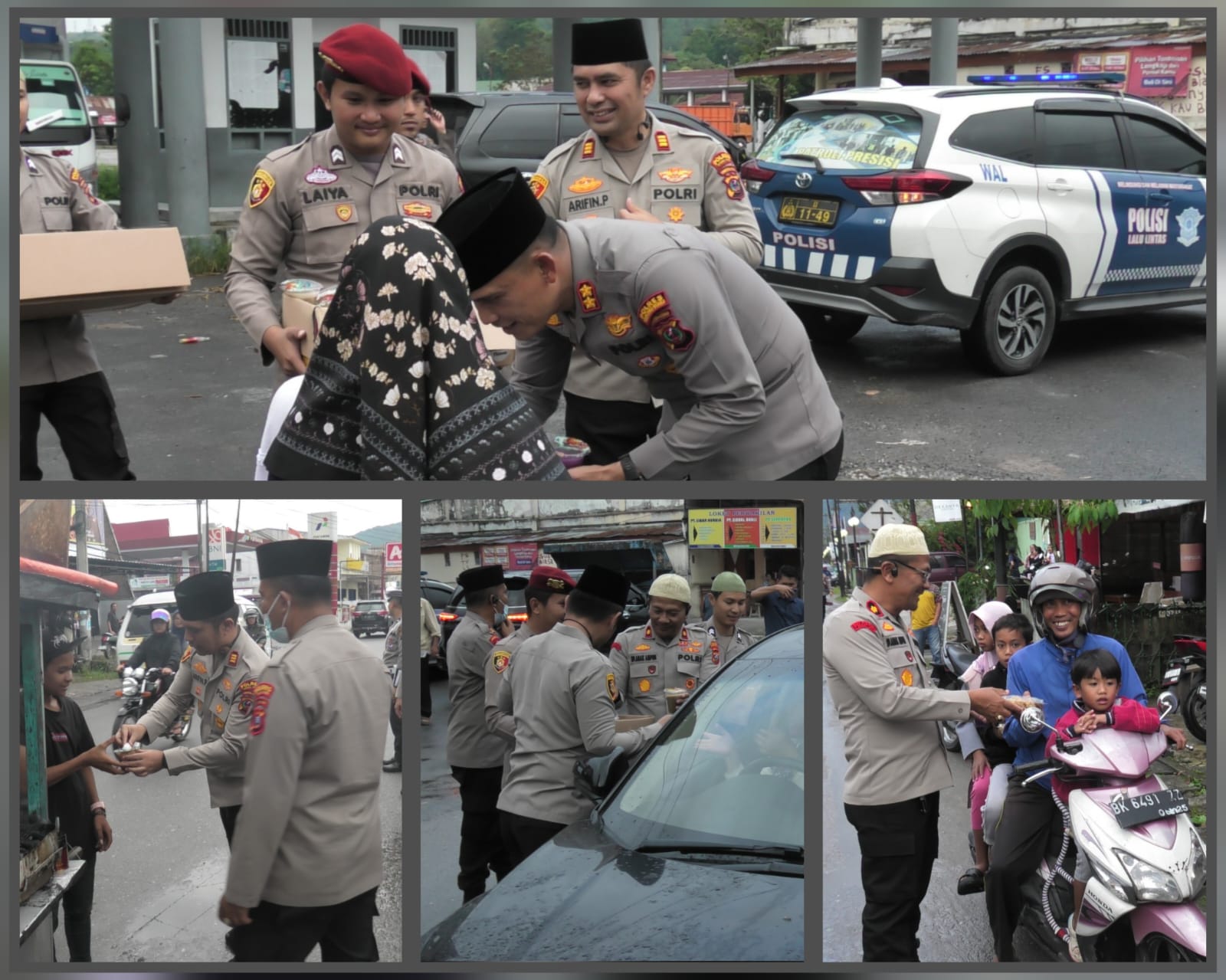 Polres Taput Berbagi Kasih Dengan Bagikan Takjil Persiapan Buka Puasa Bersama Umat Muslim