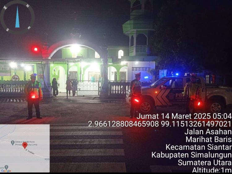 Satlantas Polres Simalungun Gelar Blue Light Patrol dan Pengamanan Lalu Lintas di Masjid Saat Sholat Subuh