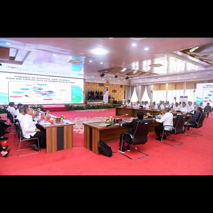 Rapat bersama staf khusus Panitia Besar (PB) PON Cucu Sumantri, serta OPD Pemprov Sumut (ist)